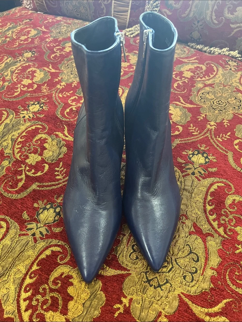AGL - Never Worn  Navy Pointed Toe Ankle Booties with Side Zipper